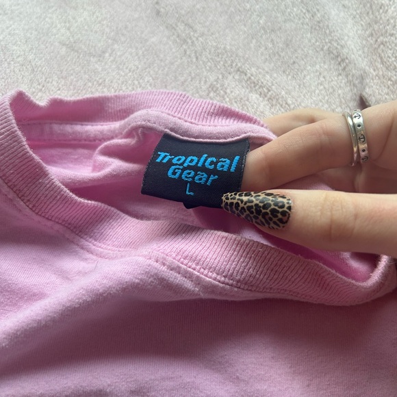 Oversized pink Pensacola Beach shirt with fabric letters size Large - Picture 2 of 2